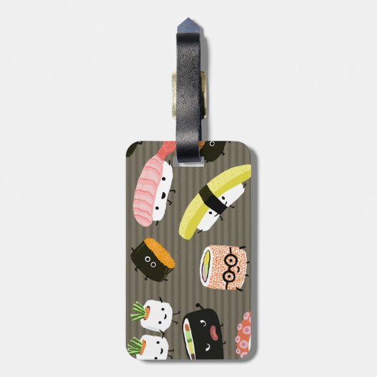 Sushi-Party - Niedliche Sashimi- und Sushi-Rolls Gepäckanhänger (Rückseite vertikal)