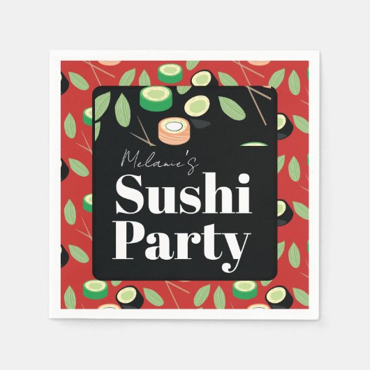 Sushi Party Rolls Birthday Name Serviette (Vorderseite)