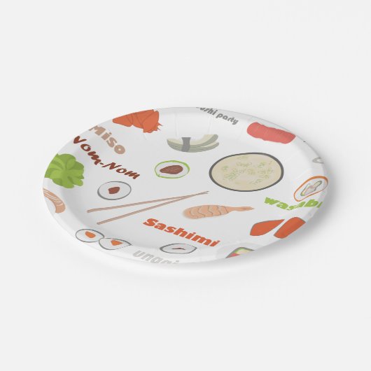 Sushi-Party-Teller Pappteller (Schrägansicht)