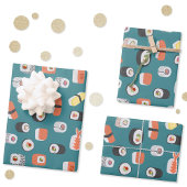 Sushi Pattern Aquamarin Green Geschenkpapier Set