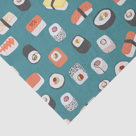 Sushi Pattern Aquamarin Green Seidenpapier (Detail)
