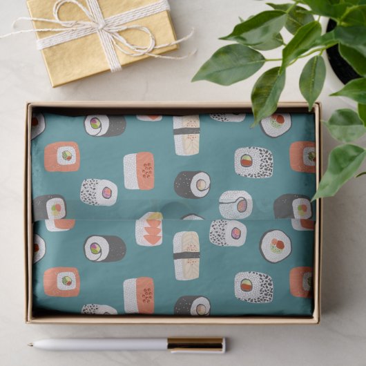 Sushi Pattern Aquamarin Green Seidenpapier (Geschenk)
