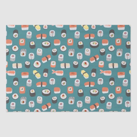 Sushi Pattern Aquamarin Green Seidenpapier (Vorderseite)