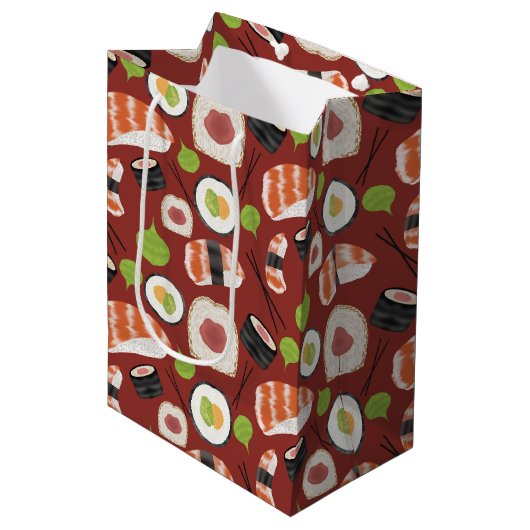 Sushi Pattern Mittlere Geschenktüte (Vorderseite Schrägansicht)