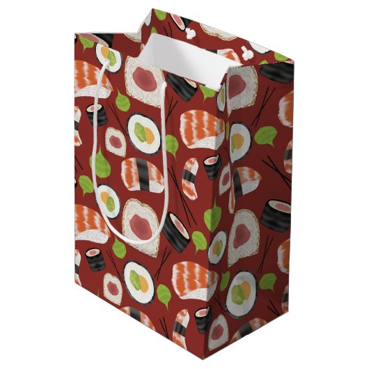 Sushi Pattern Mittlere Geschenktüte (Rückseite Schrägansicht)