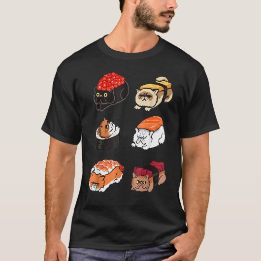 Sushi Persian Cat by Huebucket T-Shirt (Vorderseite)