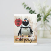 Sushi-Pinguin Postkarte (Stehend Vorderseite)