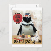 Sushi-Pinguin Postkarte (Vorne/Hinten)
