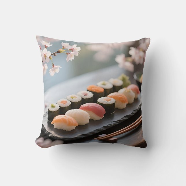 Sushi Platte Kirschblüte Kissen (Vorderseite)