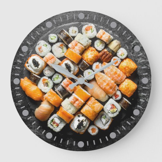 Sushi Platter Große Wanduhr (Vorderseite)