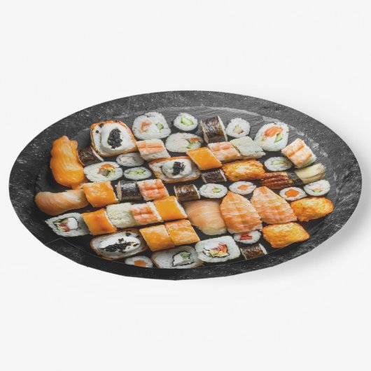 Sushi Platter Pappteller (Schrägansicht)