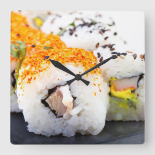 Sushi Quadratische Wanduhr