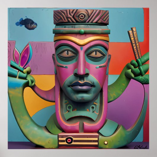 Sushi Radio Tiki Man Poster (Vorne)