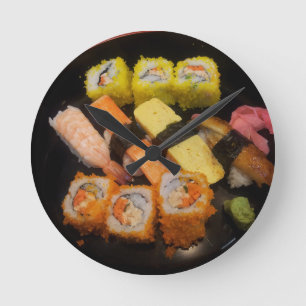 Sushi Raw Food Japanisches Essen Köstlich Serviere Runde Wanduhr