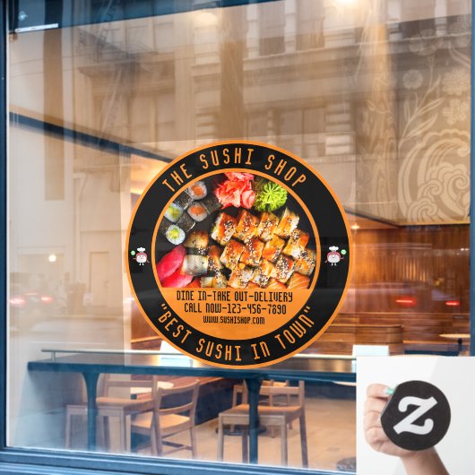 Sushi Restaurant Große Front individuell anpassen Fensteraufkleber (Café-Fenster)