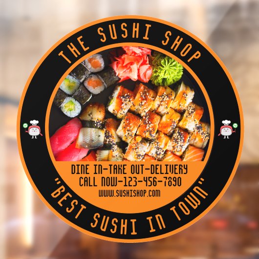 Sushi Restaurant Große Front individuell anpassen Fensteraufkleber (Blatt 2)