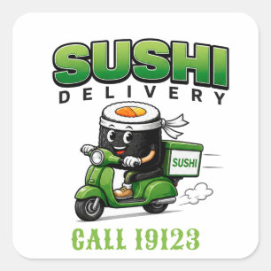 🍣 Sushi-Restaurant-Lieferteam-Bekleidung 🍣 Quadratischer Aufkleber