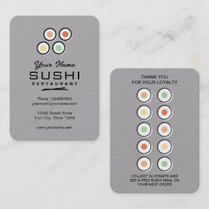 Sushi-Restaurant-Logo Treue-Stempel Visitenkarte