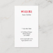 Sushi Restaurant Visitenkarte (Rückseite)