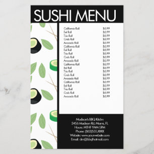 Sushi Roll asiatisches Restaurant Muster Menü