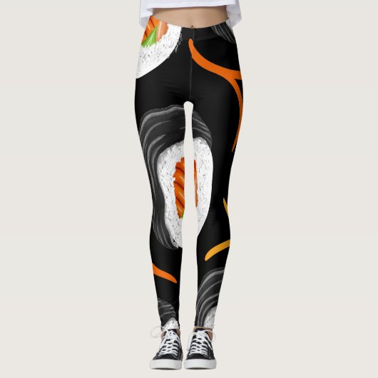 Sushi Roll Athletic Yoga Leggings (Vorderseite)
