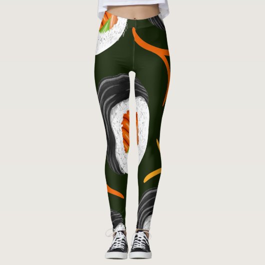 Sushi Roll Athletic Yoga Leggings (Vorderseite)