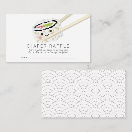 Sushi Roll Baby Showdusche Windeln Raffle Ticket Begleitkarte (Vorne/Hinten)