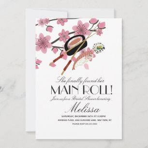 Sushi Roll Chopsticks Japan Tree Brautparty Einladung