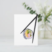 Sushi Roll & Chopsticks - Maßgeschneiderte Vorlage Postkarte (Stehend Vorderseite)