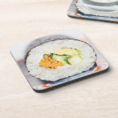 Sushi roll Fisch und Reis Getränkeuntersetzer (Linke Seite)