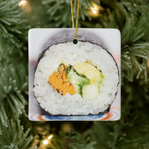 Sushi roll Fisch und Reis Keramikornament