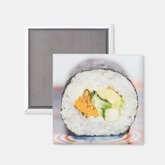 Sushi roll Fisch und Reis Magnet (Vorderseite/Rückseite)