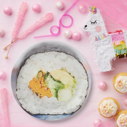 Sushi roll Fisch und Reis Pappteller (Party)