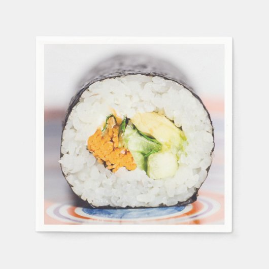 Sushi roll Fisch und Reis Serviette (Vorderseite)