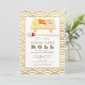 Sushi Roll Gold New Year's Party Einladung (Stehend Vorderseite)