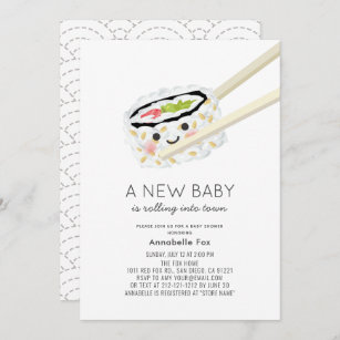 Sushi Roll Kawaii Baby Shower Einladung