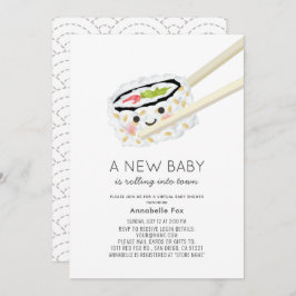 Sushi Roll Kawaii Virtual Baby Shower Einladung