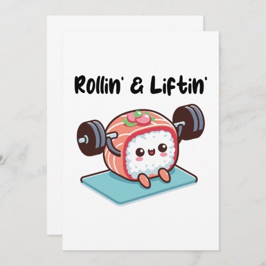 Sushi Roll Lifting Weights Einladung (Vorne/Hinten)