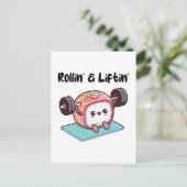 Sushi Roll Lifting Weights Postkarte (Stehend Vorderseite)