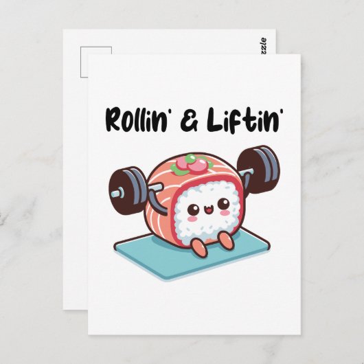 Sushi Roll Lifting Weights Postkarte (Vorne/Hinten)