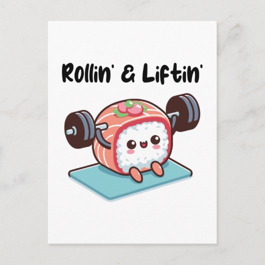 Sushi Roll Lifting Weights Postkarte (Vorderseite)