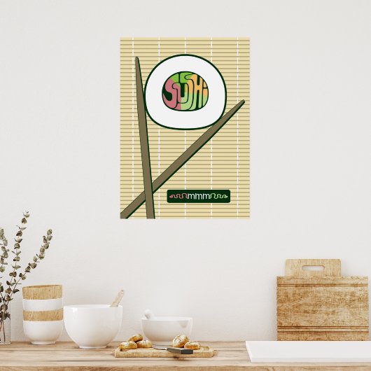 Sushi Roll mmm Poster (Küche)