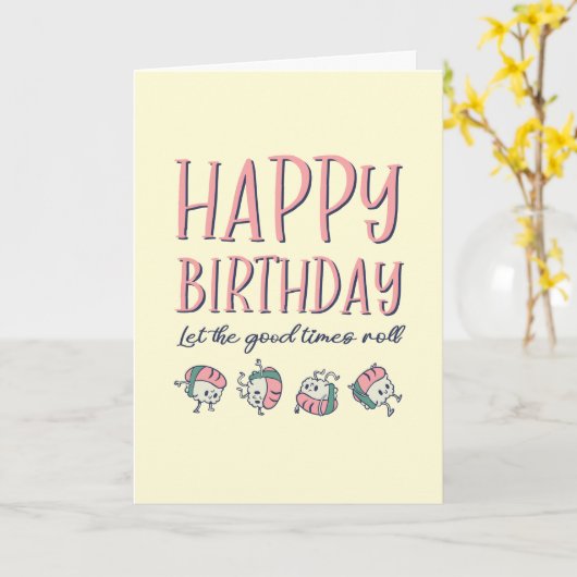 Sushi Roll Niedlich Food Pub Funny Birthday Karte (Gelbe Blume)