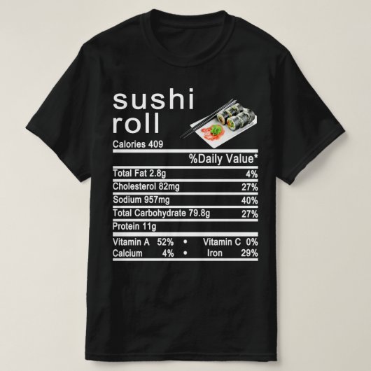 Sushi Roll Nutrition Facts-Label T-Shirt (Design vorne)