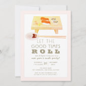 Sushi Roll Pink Neujahrs-Party Einladung (Vorderseite)