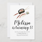 Sushi Roll Salmon Teen Birthday Hibachi Restaurant Einladung (Vorderseite)