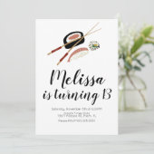 Sushi Roll Salmon Teen Birthday Hibachi Restaurant Einladung (Stehend Vorderseite)