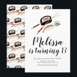 Sushi Roll Salmon Teen Birthday Hibachi Restaurant Einladung<br><div class="desc">Sushi Roll Einladungen Illustration entworfen von Dream Big Digital Design</div>