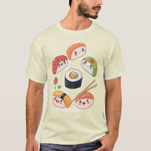Sushi Roll Squad: Niedliche Kawaii Chibi Character T-Shirt