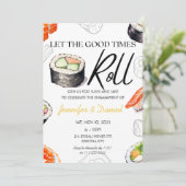 Sushi Roll Verlobung japanische Paare Dusche Einladung (Stehend Vorderseite)